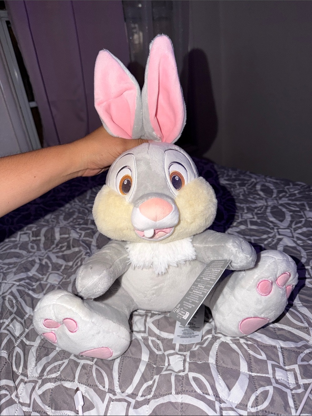 Disney Gray and Pink Thumper Plush Bunny